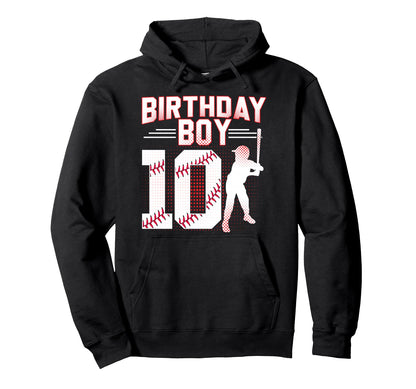 Baseball Birthday 10Th Birthday 10 Hoodie - Casual Everyday Wear Men Women - T-Shirt, Sweatshirt, Hoodie