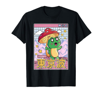 Frog Mushroom Kawaii Vaporwave Japan T-Shirt - Custom Art Print Unisex - T-Shirt, Sweatshirt, Hoodie