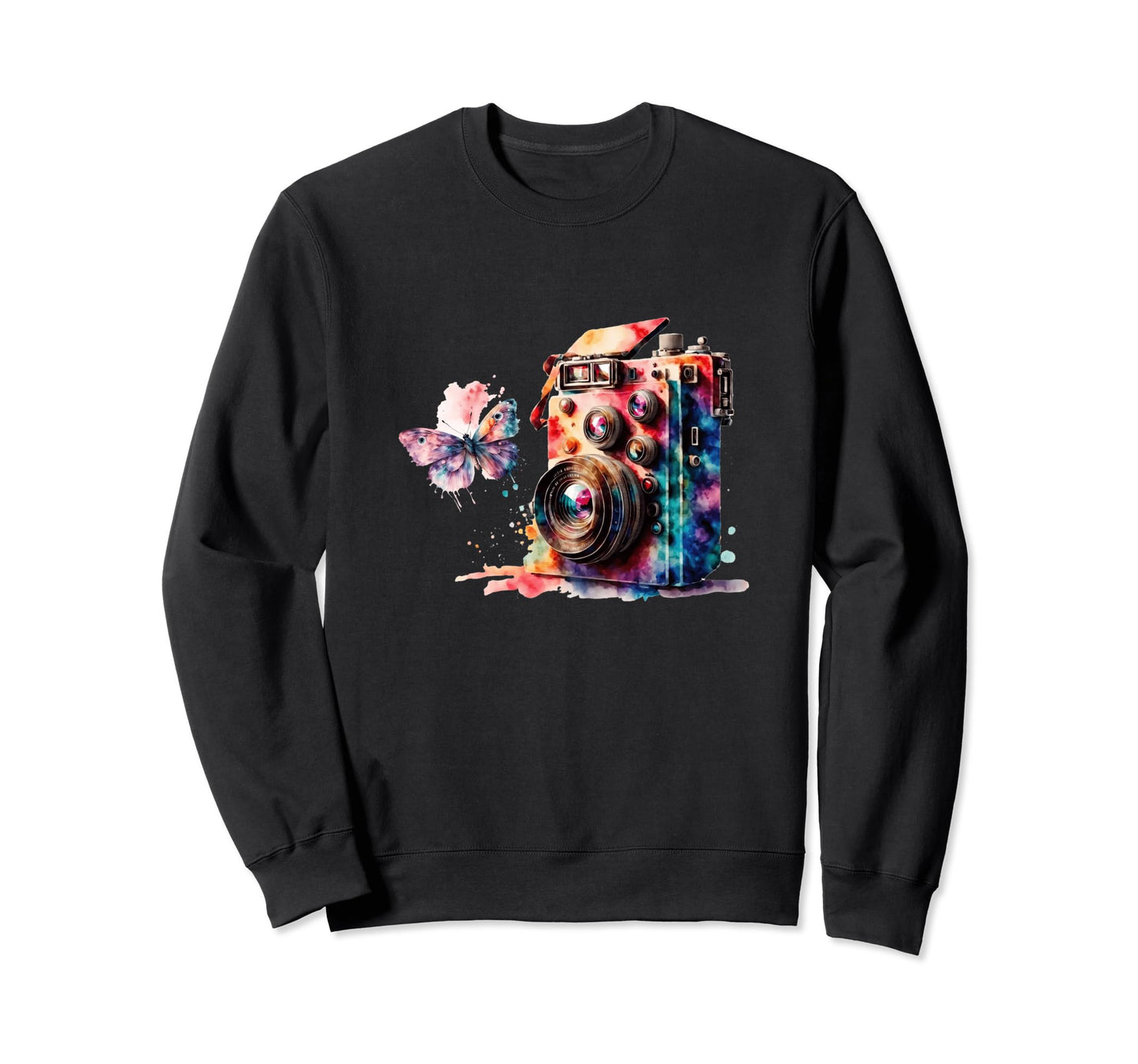 Color Splash Camera Butterfly Sweatshirt - Streetwear Style Unisex - T-Shirt, Sweatshirt, Hoodie