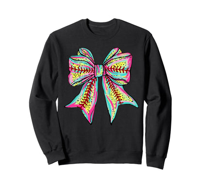 Baseball Softball Coquette Bow Game Sweatshirt - Trendy Graphic Men Women - T-Shirt, Sweatshirt, Hoodie