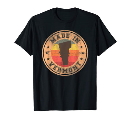 Vermont Us State Map Stripes 1970 T-Shirt - Fun Novelty Design for Adults - T-Shirt, Sweatshirt, Hoodie
