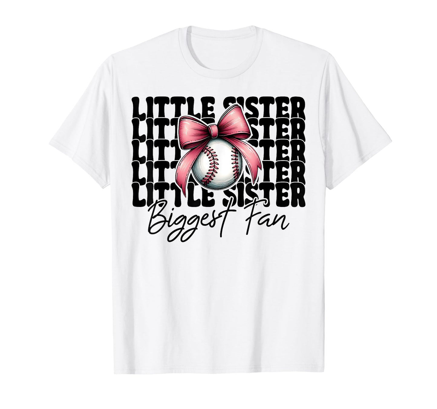 Baseball Sister Coquette Bow Little T-Shirt - Trendy Graphic for Adults - T-Shirt, Sweatshirt, Hoodie