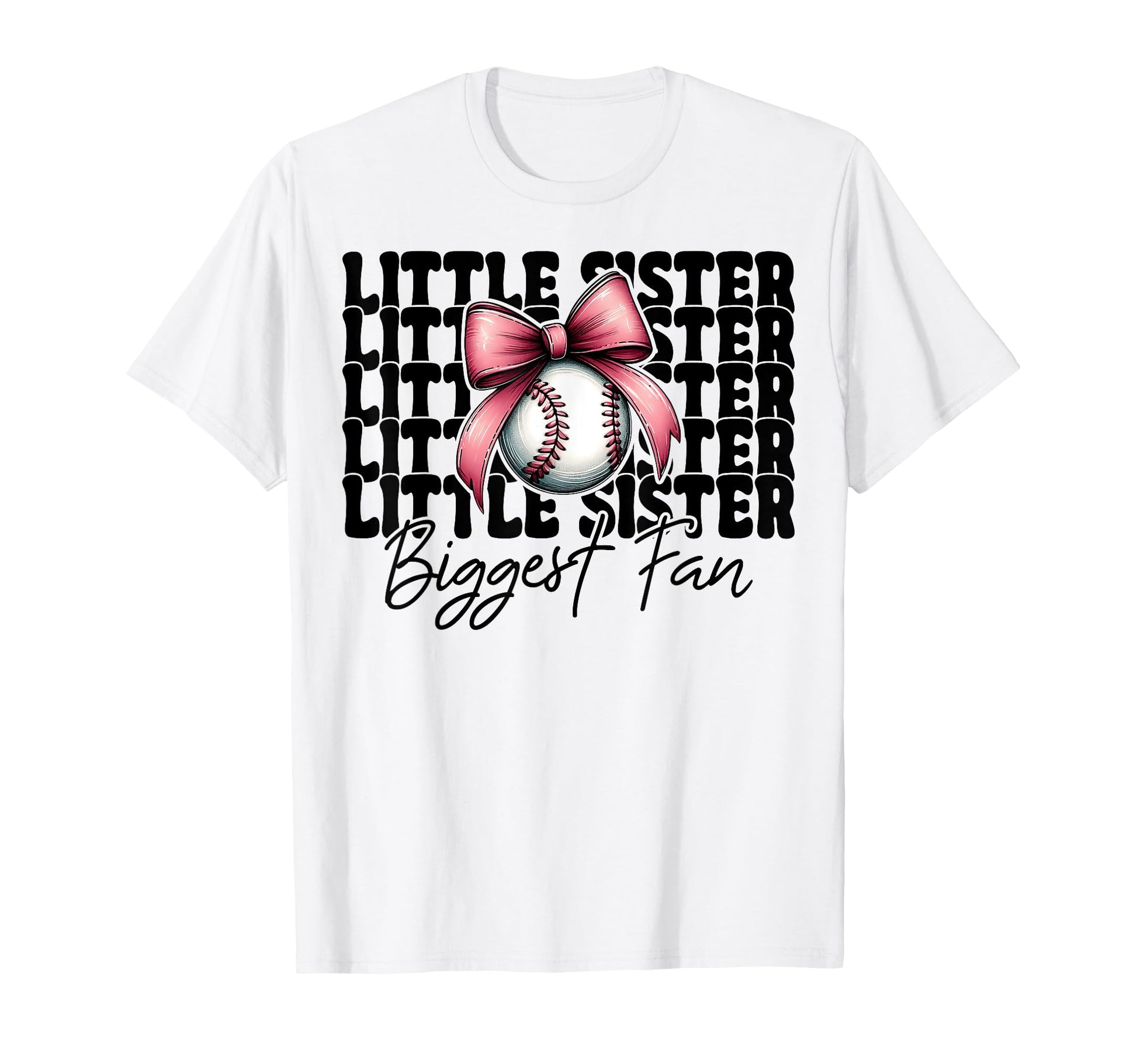 Baseball Sister Coquette Bow Little T-Shirt - Trendy Graphic for Adults - T-Shirt, Sweatshirt, Hoodie