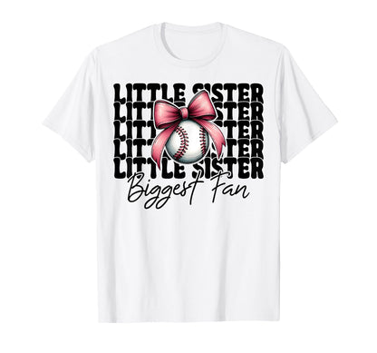 Baseball Sister Coquette Bow Little T-Shirt - Trendy Graphic for Adults - T-Shirt, Sweatshirt, Hoodie