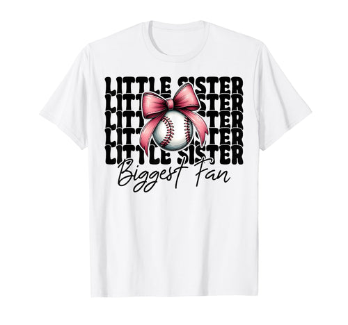 Baseball Sister Coquette Bow Little T-Shirt - Trendy Graphic for Adults - T-Shirt, Sweatshirt, Hoodie