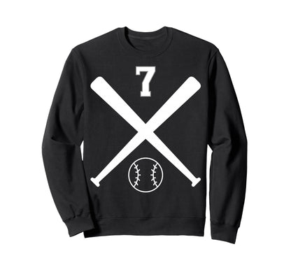 Baseball Softball Number 7 Sweatshirt - Custom Art Print Unisex - T-Shirt, Sweatshirt, Hoodie