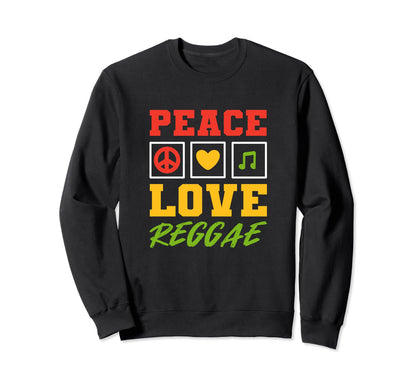 Peace Love Reggae Musician Sweatshirt - Trendy Graphic for Adults - T-Shirt, Sweatshirt, Hoodie
