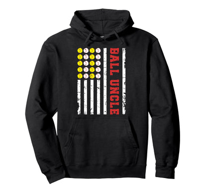 Ball Uncle Us Flag Baseball Softball Uncle Hoodie - Novelty Apparel Unisex - T-Shirt, Sweatshirt, Hoodie