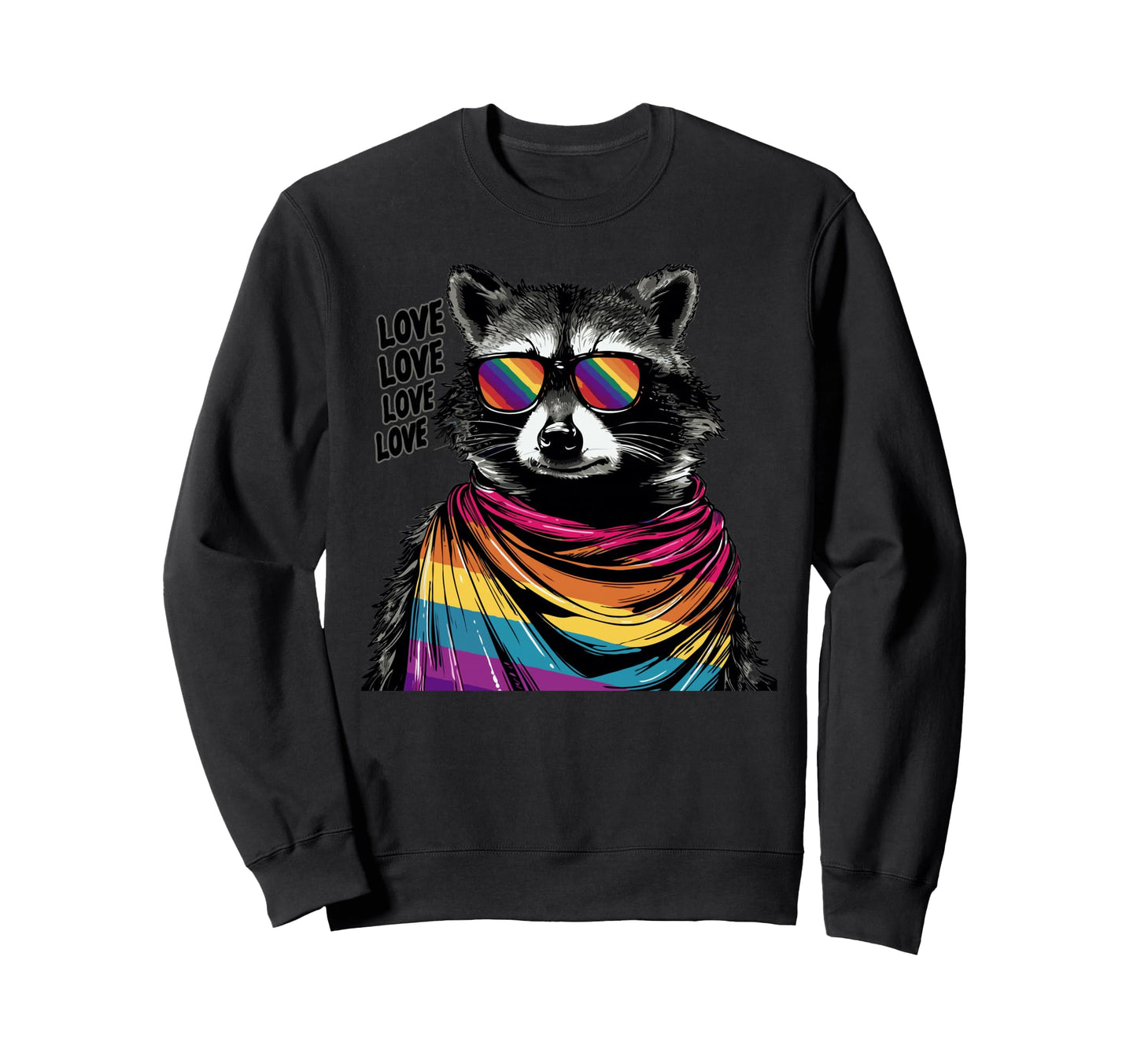 Funny Raccoon Love Sunglasses Sweatshirt - Custom Art Print Men Women - T-Shirt, Sweatshirt, Hoodie