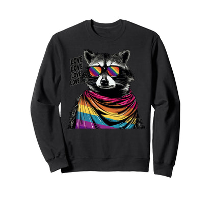 Funny Raccoon Love Sunglasses Sweatshirt - Custom Art Print Men Women - T-Shirt, Sweatshirt, Hoodie