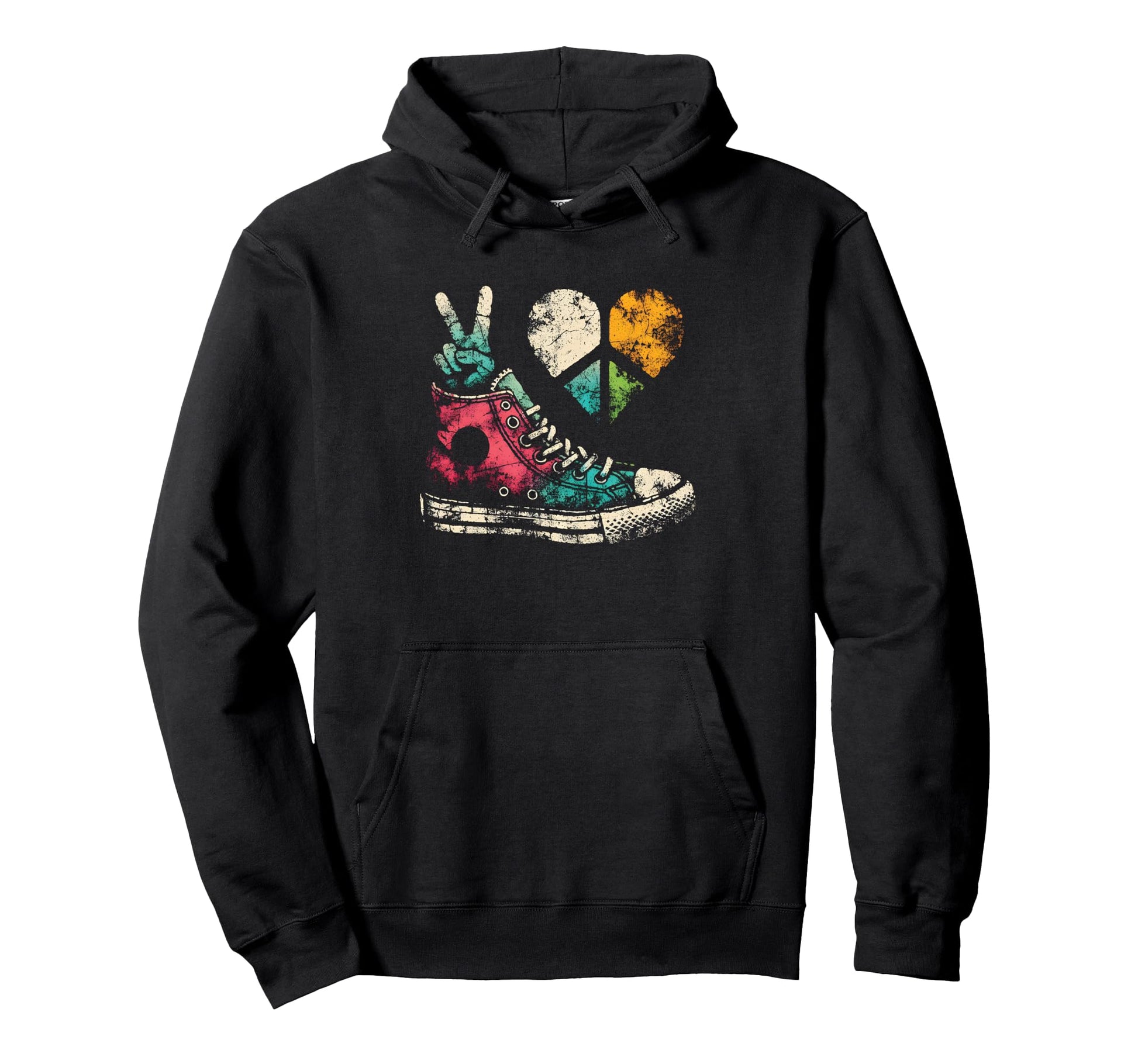 Peace Love And Sneaker Peace Symbol Hoodie - Fun Novelty Design Unisex - T-Shirt, Sweatshirt, Hoodie