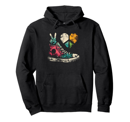 Peace Love And Sneaker Peace Symbol Hoodie - Fun Novelty Design Unisex - T-Shirt, Sweatshirt, Hoodie