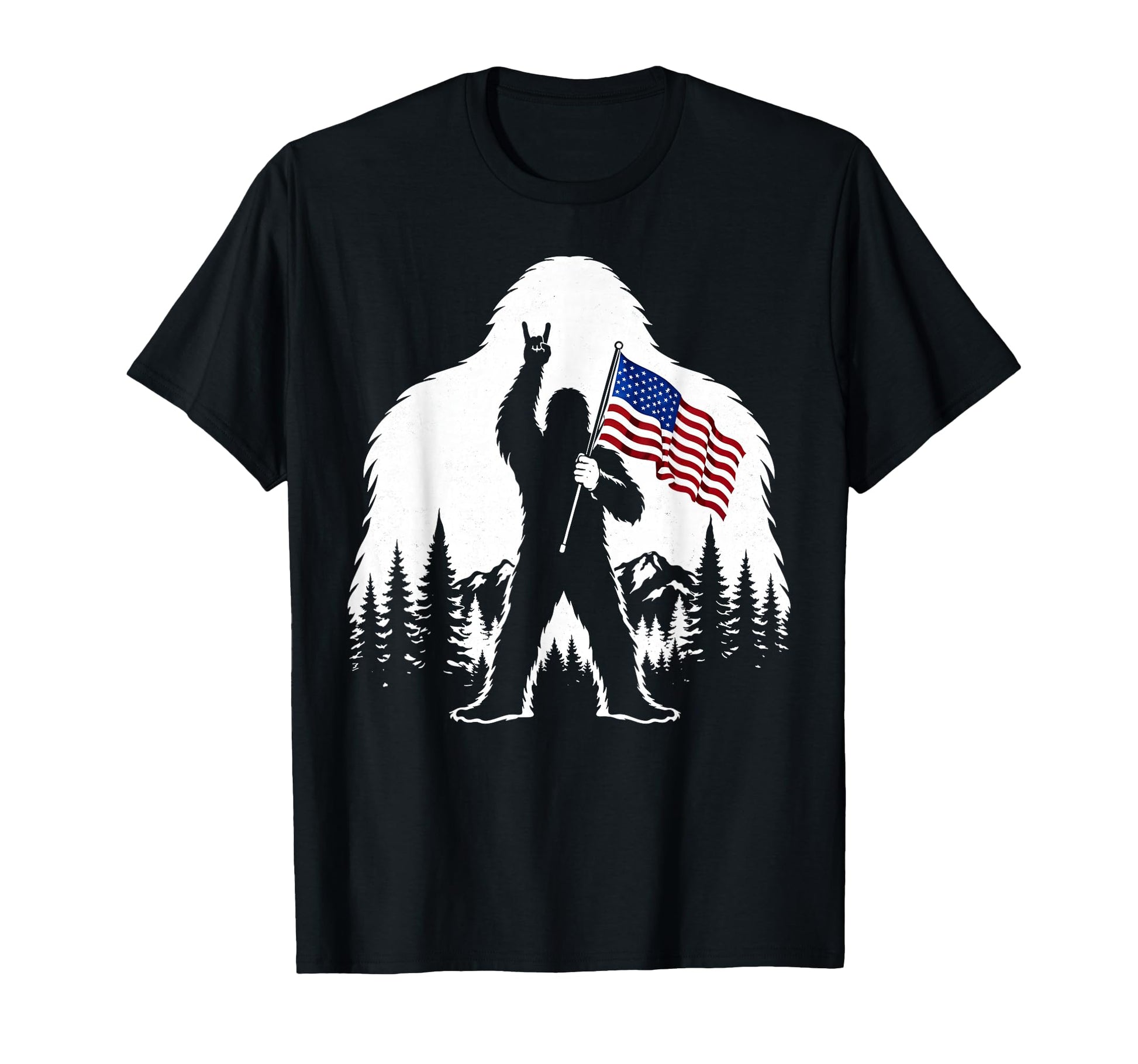 Bigfoot Rock Sasquatch Yeti Patriotic T-Shirt - Unique Graphic Unisex - T-Shirt, Sweatshirt, Hoodie