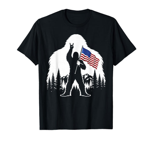 Bigfoot Rock Sasquatch Yeti Patriotic T-Shirt - Unique Graphic Unisex - T-Shirt, Sweatshirt, Hoodie