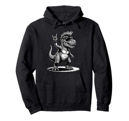 Funny T Rex Dino Loving Rock And Hoodie - Casual Everyday Wear Men Women - T-Shirt, Sweatshirt, Hoodie
