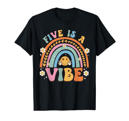 Five Is Vibe 5 Years Old 5Th Birthday T-Shirt - Minimalist Print Men Women - T-Shirt, Sweatshirt, Hoodie