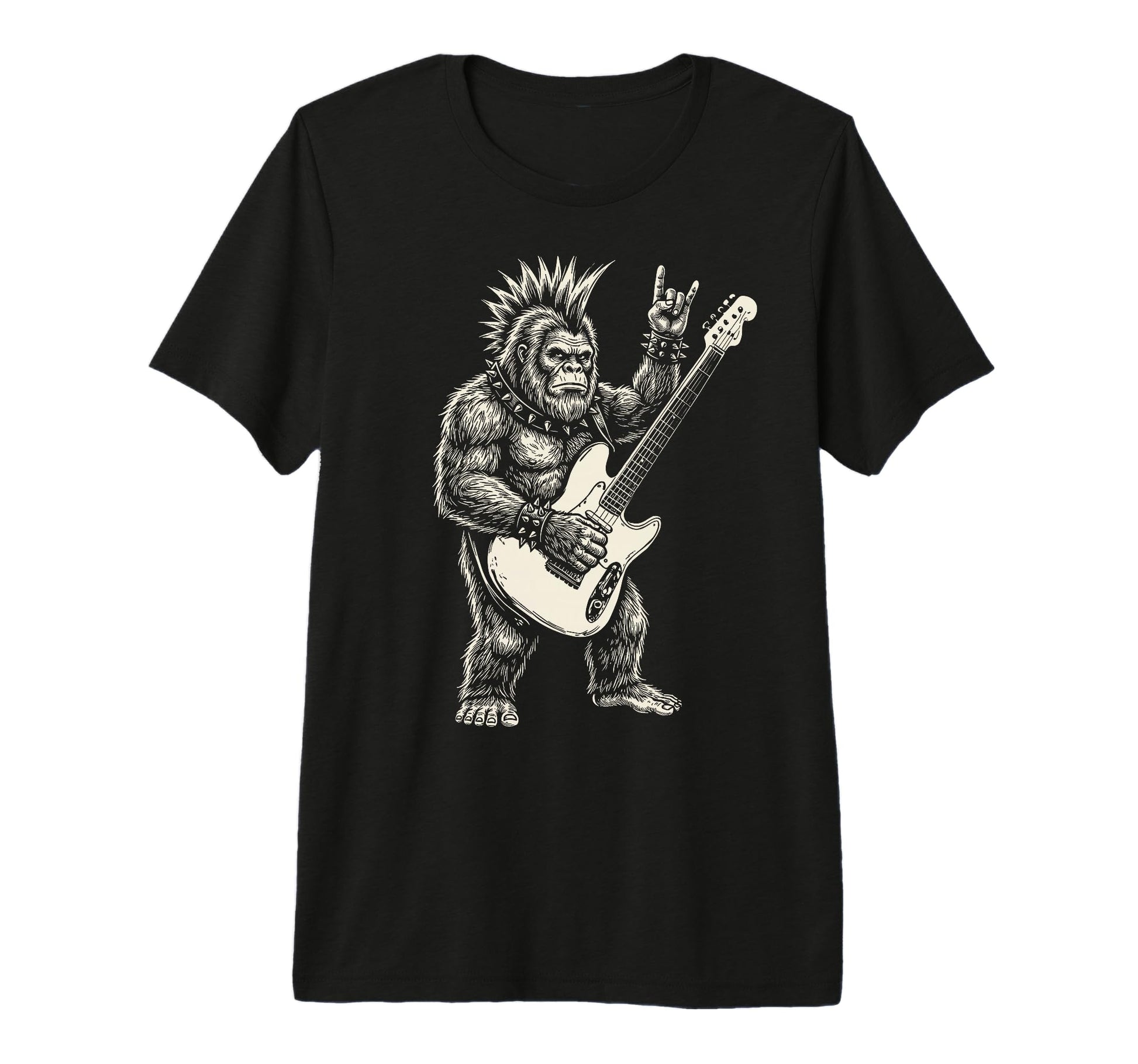 Funny Bigfoot Playing Guitar Rock And T-Shirt - Trendy Graphic for Adults - T-Shirt, Sweatshirt, Hoodie