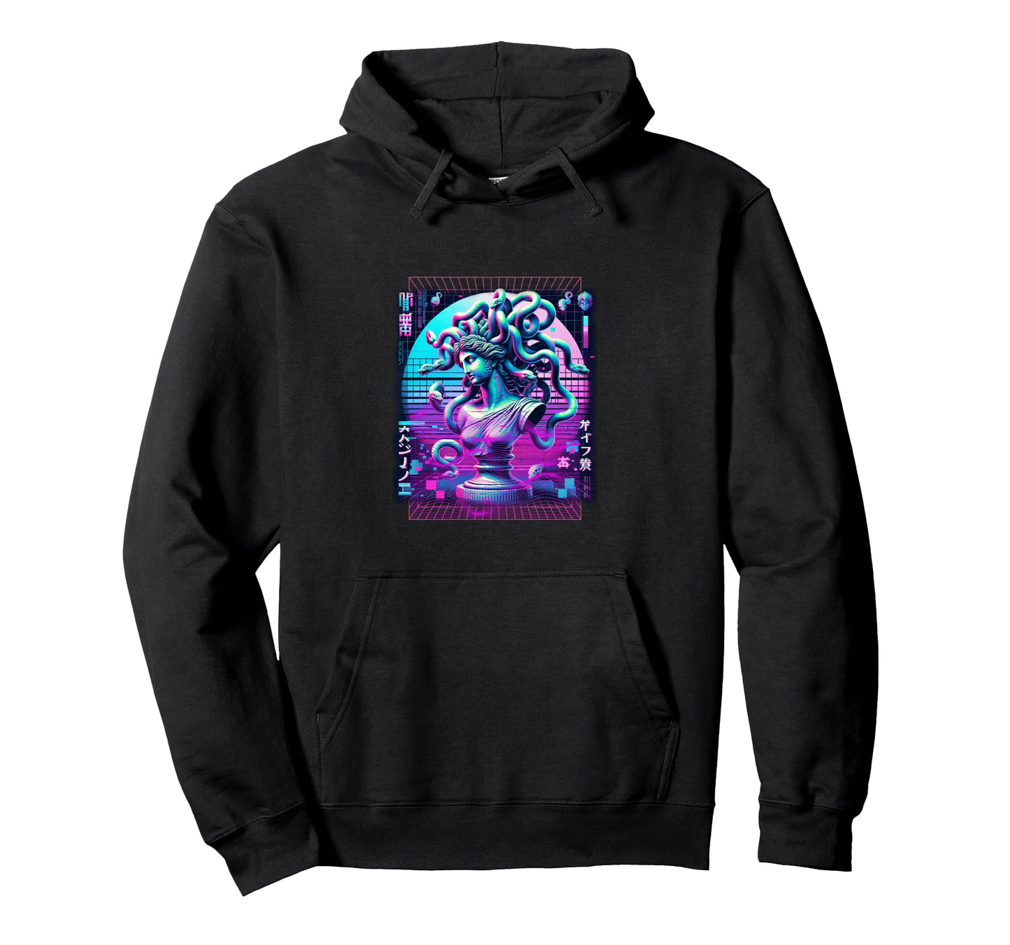 Vaporwave Medusa Statue Glitch Art Hoodie - Aesthetic Graphic Unisex - T-Shirt, Sweatshirt, Hoodie