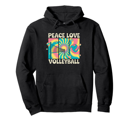 Volleyball Gifts Teens Peace Love Hoodie - Minimalist Print Unisex - T-Shirt, Sweatshirt, Hoodie