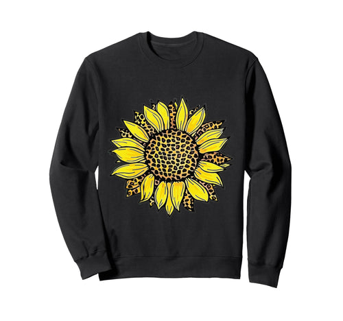 Sunflower Leopard Boho Floral Sweatshirt - Minimalist Print Men Women - T-Shirt, Sweatshirt, Hoodie