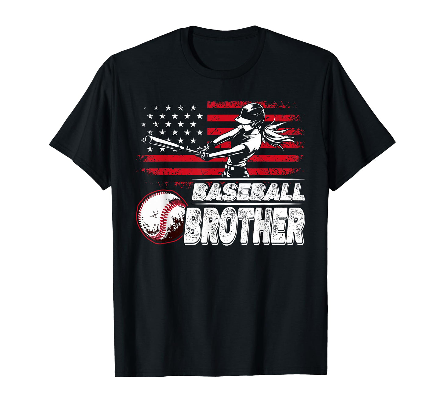 Baseball Brother Us Flag Funny T-Shirt - Streetwear Style for Adults - T-Shirt, Sweatshirt, Hoodie