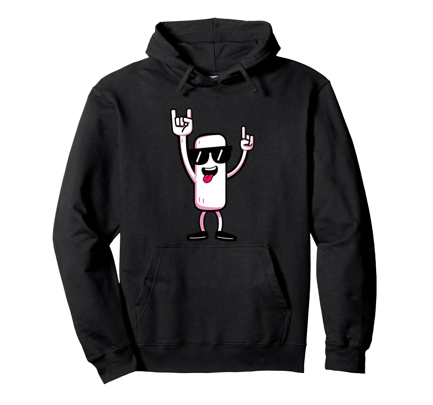 White Mascot Double Rock Hand Signs Punk Vibe Hoodie - Graphic Print Unisex - T-Shirt, Sweatshirt, Hoodie