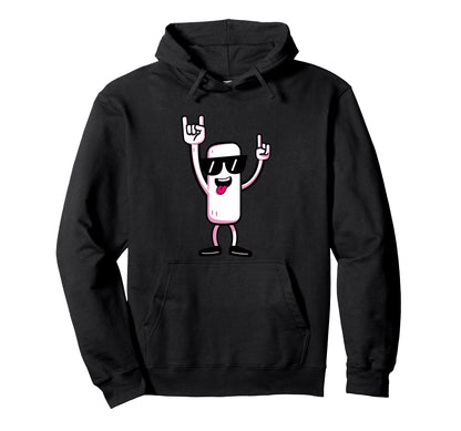 White Mascot Double Rock Hand Signs Punk Vibe Hoodie - Graphic Print Unisex - T-Shirt, Sweatshirt, Hoodie