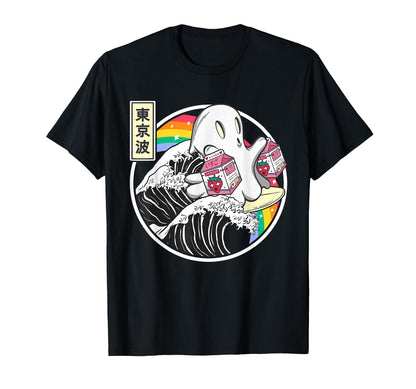 Ghost Strawberry Milk Great Wave Kawaii T-Shirt - Graphic Print for Adults - T-Shirt, Sweatshirt, Hoodie