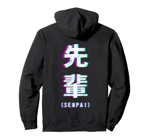 Aesthetic Vaporwave Senpai Fuzzy Hoodie - Casual Everyday Wear Unisex - T-Shirt, Sweatshirt, Hoodie