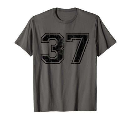 Number 37 Varsity Distressed Sport Team T-Shirt - Trendy Graphic Men Women - T-Shirt, Sweatshirt, Hoodie
