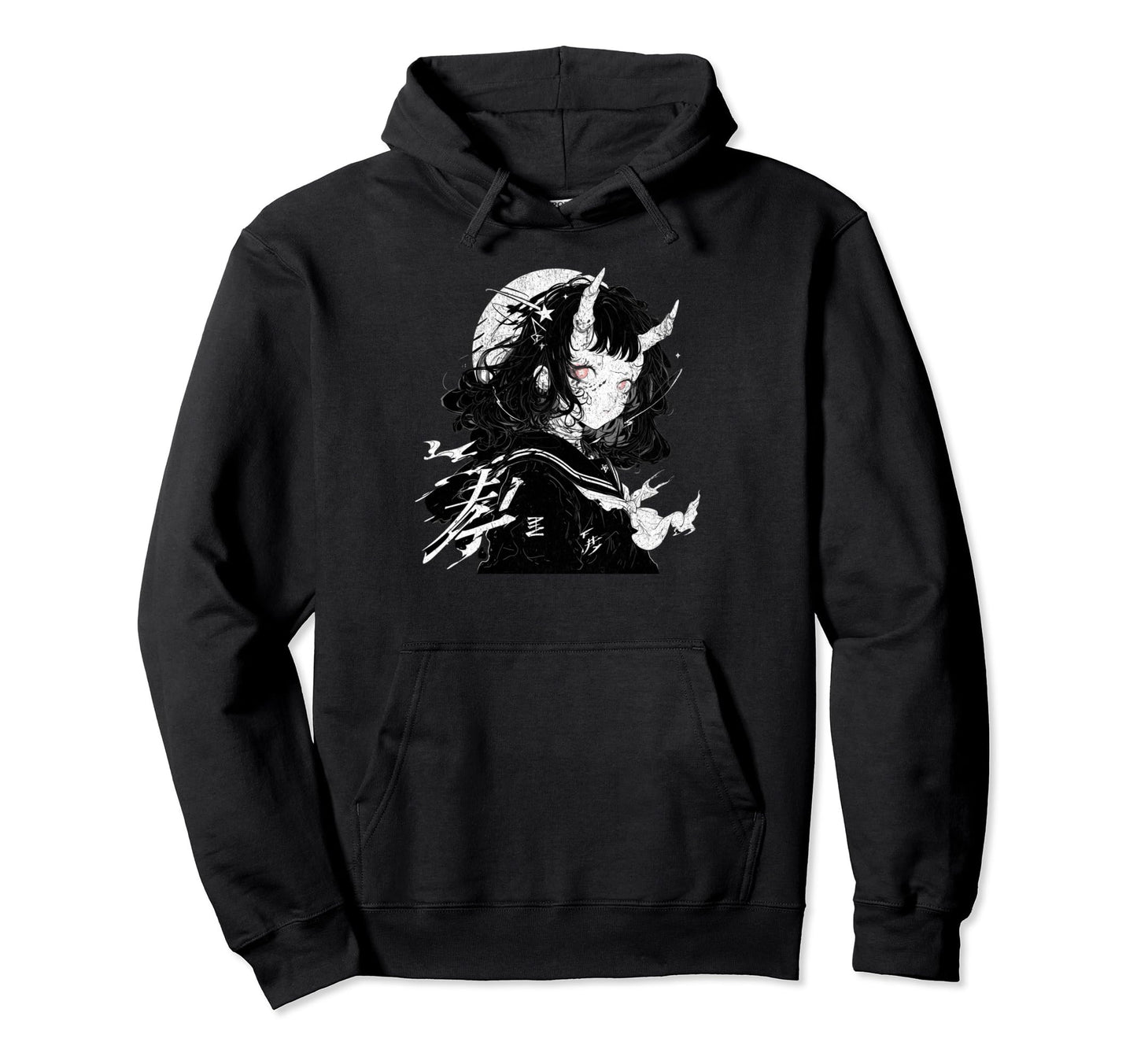 Goth Grunge Demon Anime Waifu Horror Alt Hoodie - Minimalist Print Unisex - T-Shirt, Sweatshirt, Hoodie