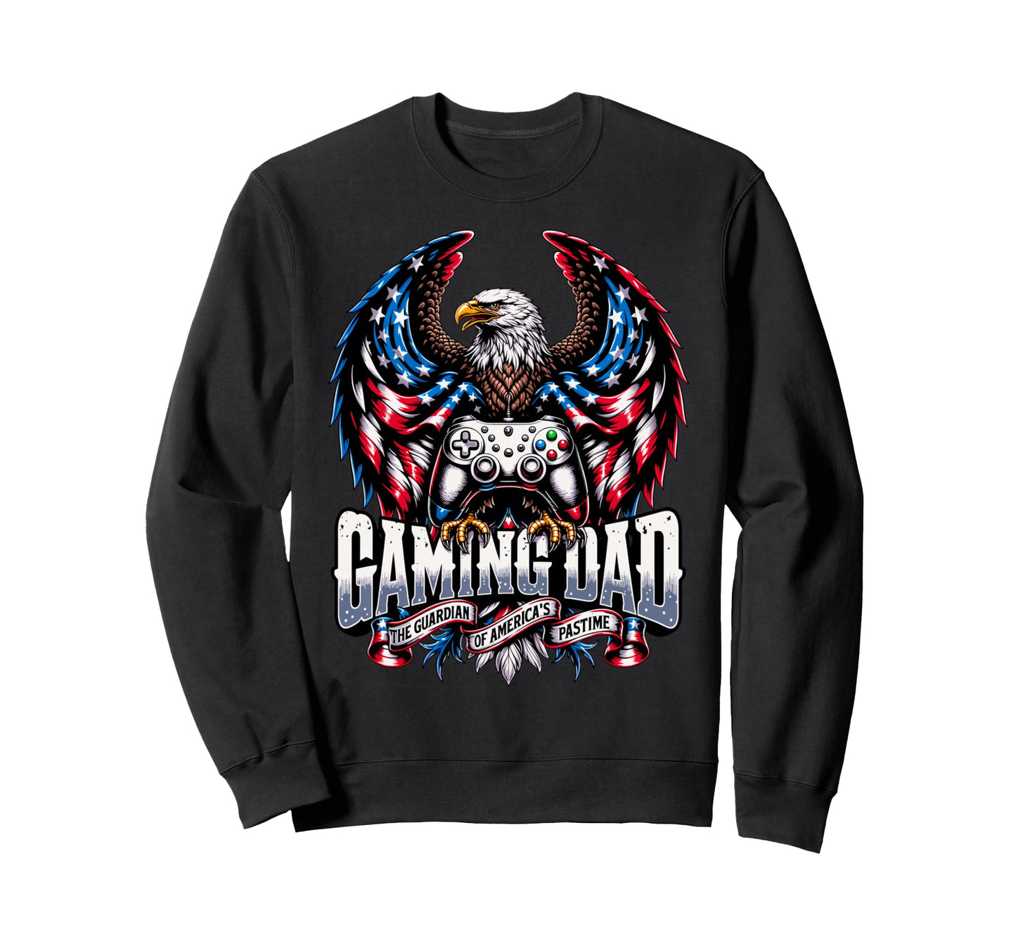 Gaming Dad American Flag Gaming Sweatshirt - Trendy Graphic Men Women - T-Shirt, Sweatshirt, Hoodie