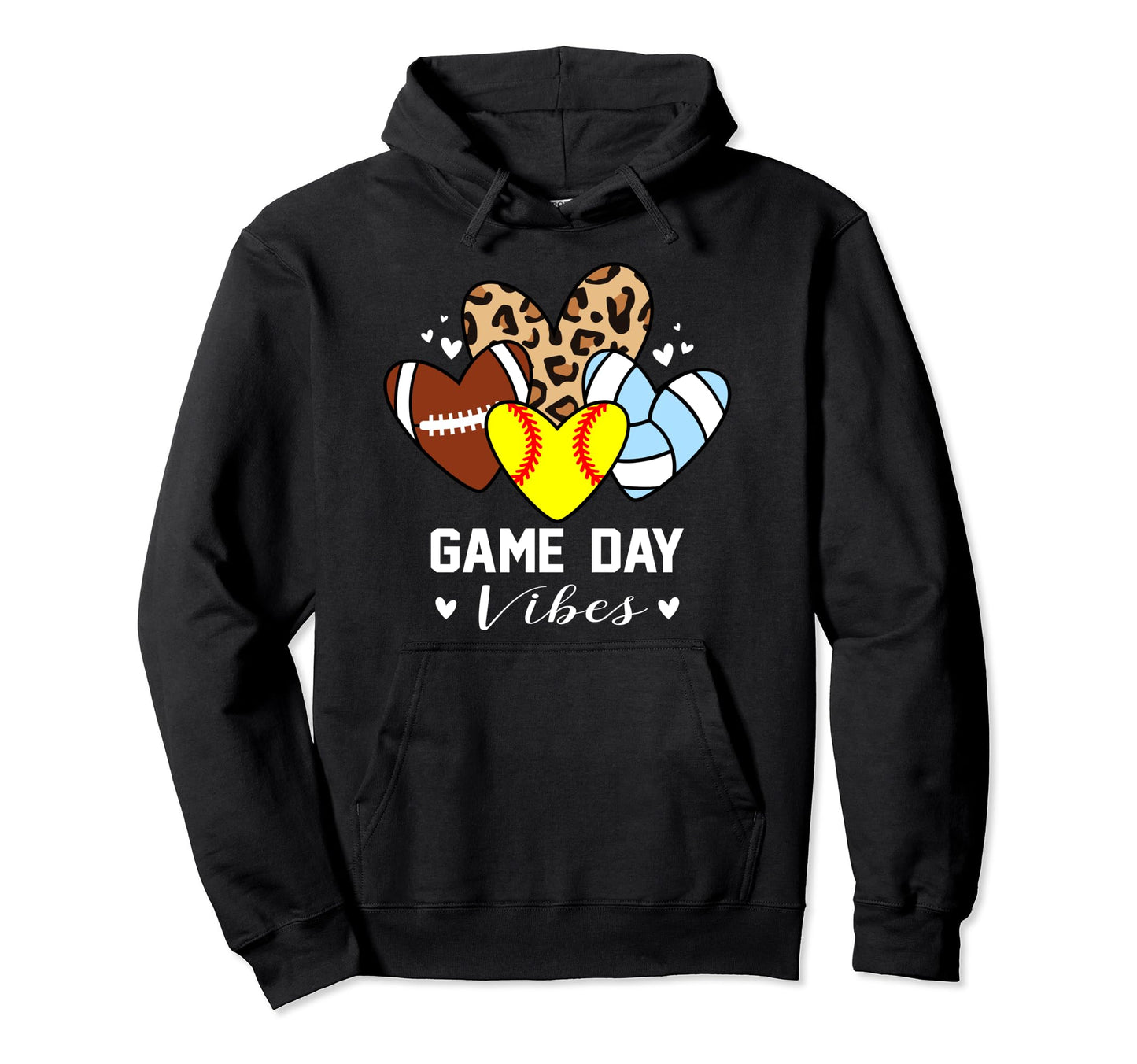 Game Day Vibes Funny Softball Volleyball Hoodie - Unique Graphic Unisex - T-Shirt, Sweatshirt, Hoodie