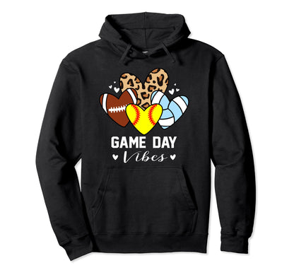 Game Day Vibes Funny Softball Volleyball Hoodie - Unique Graphic Unisex - T-Shirt, Sweatshirt, Hoodie