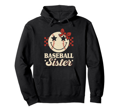 Baseball Sister Coquette Bow Biggest Fan Hoodie - Graphic Print for Adults - T-Shirt, Sweatshirt, Hoodie