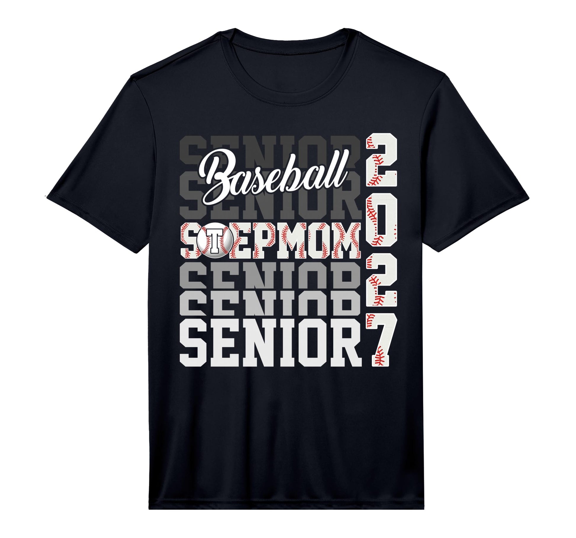 Senior 2027 Baseball Stepmom Proud T-Shirt - Graphic Print for Adults - T-Shirt, Sweatshirt, Hoodie