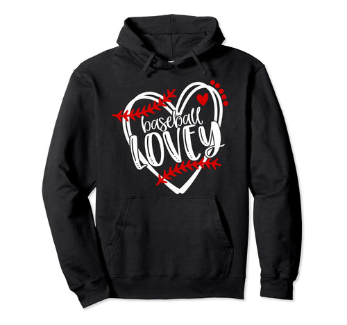 Baseball Lovey Distressed Heart Laces Hoodie - Minimalist Print Men Women - T-Shirt, Sweatshirt, Hoodie