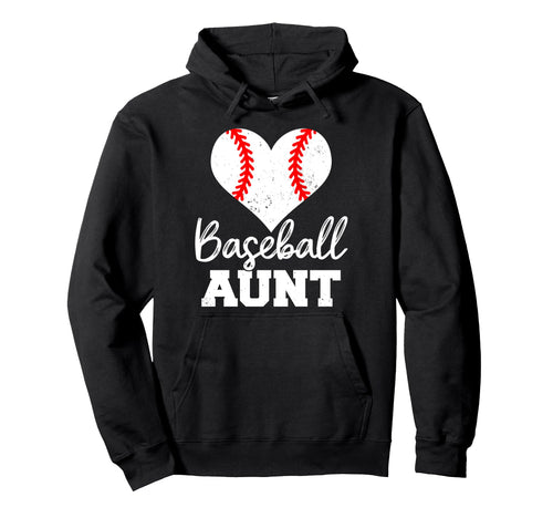Baseball Aunt Heart Funny Heartfelt Hoodie - Minimalist Print Men Women - T-Shirt, Sweatshirt, Hoodie