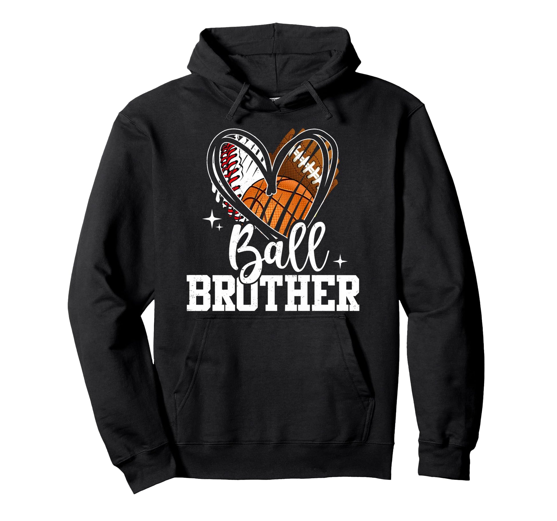 Ball Brother Baseball Football Basketball Hoodie - Graphic Print Unisex - T-Shirt, Sweatshirt, Hoodie
