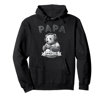 Papa Bear Gamer Club Funny Husband Hoodie - Streetwear Style for Adults - T-Shirt, Sweatshirt, Hoodie