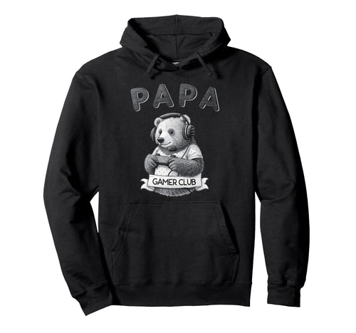 Papa Bear Gamer Club Funny Husband Hoodie - Streetwear Style for Adults - T-Shirt, Sweatshirt, Hoodie