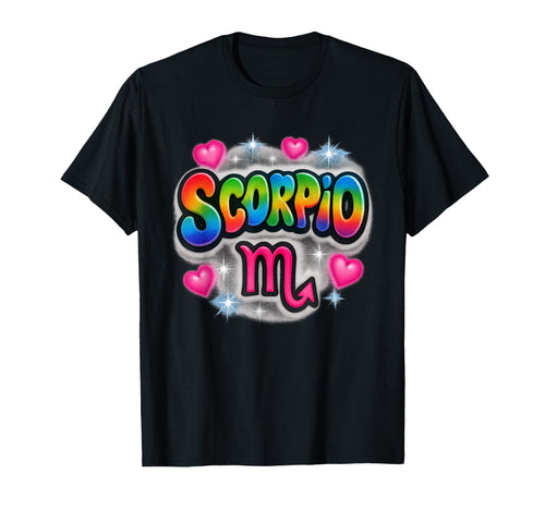 Scorpio Zodiac Sign Rainbow Airbrush Art T-Shirt - Aesthetic Graphic Unisex - T-Shirt, Sweatshirt, Hoodie
