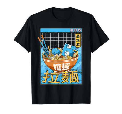 Ramen Noodles Bowl Kawaii Vaporwave T-Shirt - Fun Novelty Design Men Women - T-Shirt, Sweatshirt, Hoodie