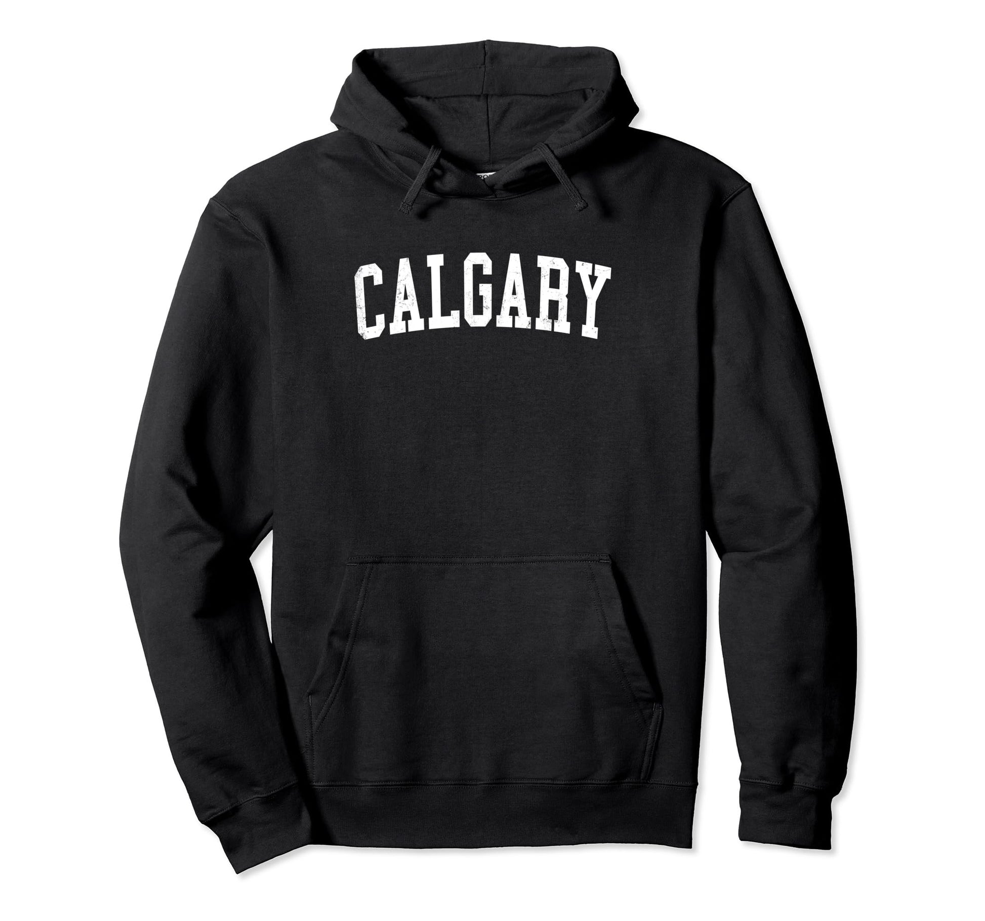 Calgary Canada Distressed White Varsity Hoodie - Graphic Print Men Women - T-Shirt, Sweatshirt, Hoodie