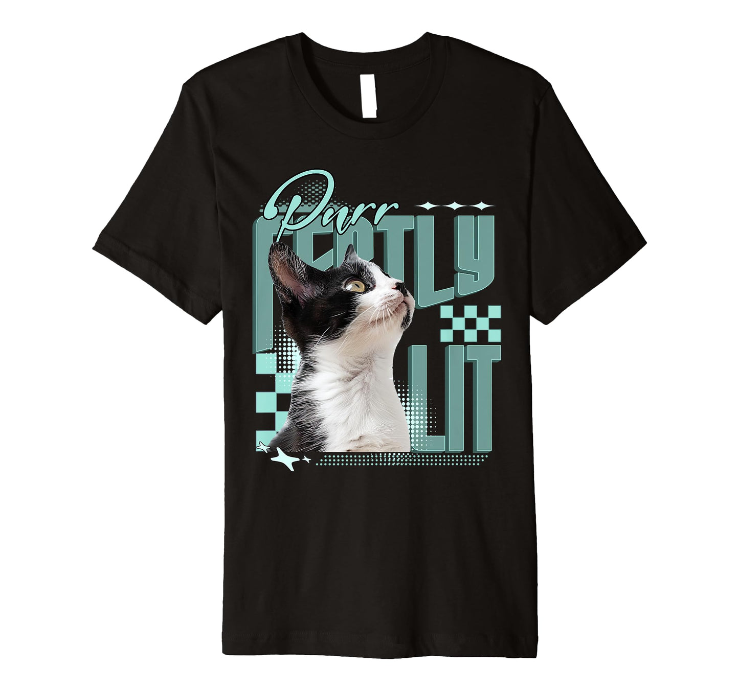 Purrfectly Lit Cat Y2K Kawaii T-Shirt - Fun Novelty Design for Adults - T-Shirt, Sweatshirt, Hoodie