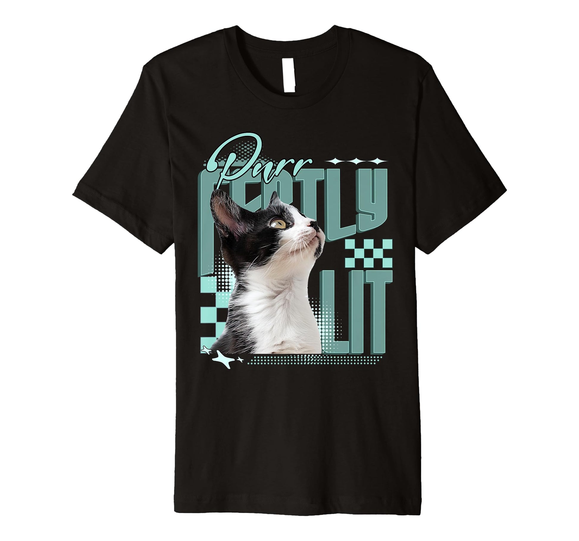 Purrfectly Lit Cat Y2K Kawaii T-Shirt - Fun Novelty Design for Adults - T-Shirt, Sweatshirt, Hoodie