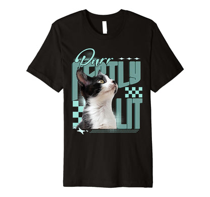 Purrfectly Lit Cat Y2K Kawaii T-Shirt - Fun Novelty Design for Adults - T-Shirt, Sweatshirt, Hoodie
