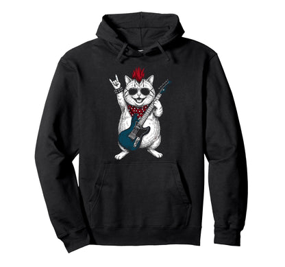 Funny Fatty Cat Playing Guitar Usa Hoodie - Custom Art Print for Adults - T-Shirt, Sweatshirt, Hoodie