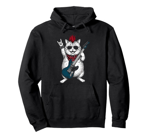 Funny Fatty Cat Playing Guitar Usa Hoodie - Custom Art Print for Adults - T-Shirt, Sweatshirt, Hoodie