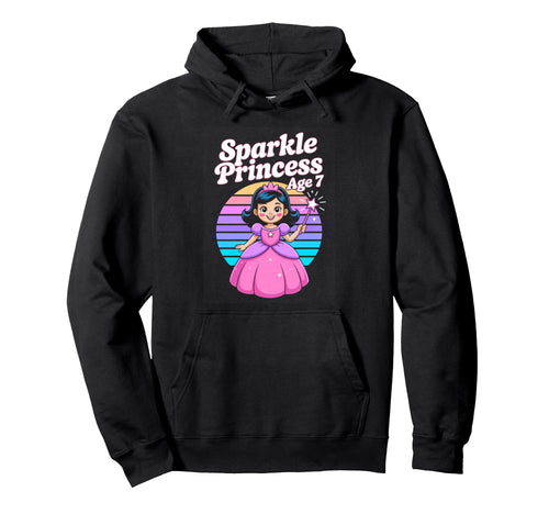 Sparkle Princess Age 7 Birthday Hoodie - Minimalist Print for Adults - T-Shirt, Sweatshirt, Hoodie